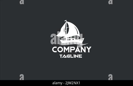 modèle minimal de logo de bateau Illustration de Vecteur