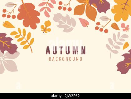 arrière-plan plat à propos de l'automne avec vecteur de feuilles Illustration de Vecteur