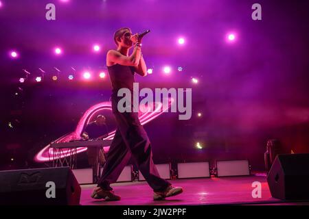 Prato, Italie. 02nd septembre 2022. SanGiovanni en concert pendant Sangiovanni, concert de musique de chanteur italien à prato, Italie, 02 septembre 2022 crédit: Agence de photo indépendante/Alamy Live News Banque D'Images