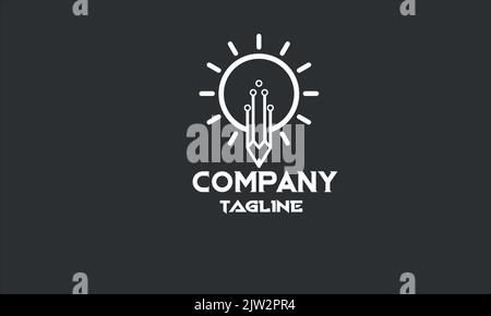 modèle de logo d'éducation de stylo à bulbe minimal Illustration de Vecteur