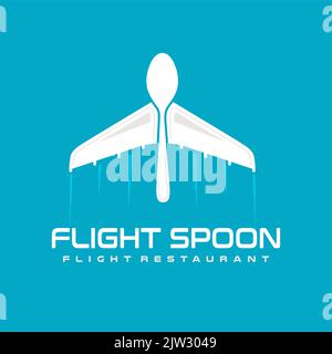 Spoon et Airplane Wing pour le design Flight Vector sur le thème du restaurant Illustration de Vecteur