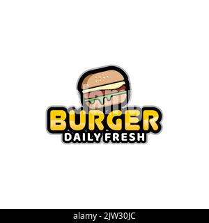 Logo BURGER Hamburger Vector Design clip Art for Fast Food Restaurant Label Illustration de Vecteur