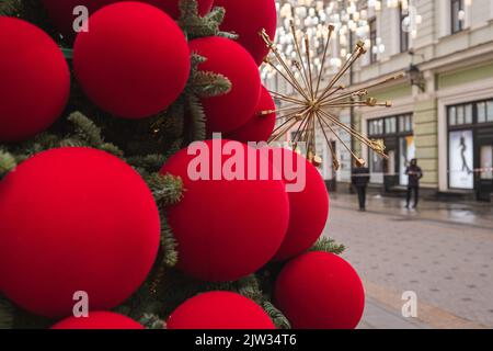 Décoration de Noël à Moscou.Les préparatifs de la Saint-Sylvestre.Photo de haute qualité Banque D'Images