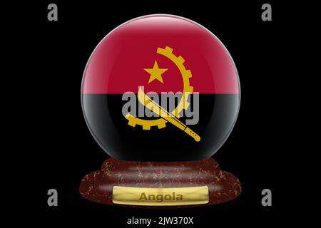 3D drapeau de l'Angola sur fond de globe. Banque D'Images