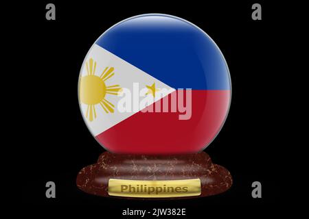 3D drapeau des Philippines sur fond de globe. Banque D'Images