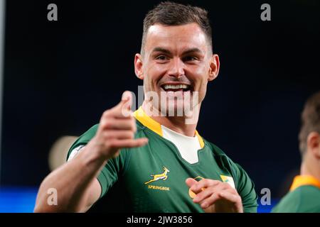 Sydney, Australie. 03rd septembre 2022. Jesse Kriel de Springboks remercie les fans lors du match de rugby eToro entre l'Australie et l'Afrique du Sud au stade Allianz, Sydney, Australie, le 3 septembre 2022. Photo de Peter Dovgan. Utilisation éditoriale uniquement, licence requise pour une utilisation commerciale. Aucune utilisation dans les Paris, les jeux ou les publications d'un seul club/ligue/joueur. Crédit : UK Sports pics Ltd/Alay Live News Banque D'Images