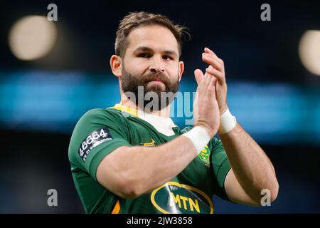 Sydney, Australie. 03rd septembre 2022. Cobus Reinach de Springboks remercie les fans lors du match de rugby eToro entre l'Australie et l'Afrique du Sud au stade Allianz, Sydney, Australie, le 3 septembre 2022. Photo de Peter Dovgan. Utilisation éditoriale uniquement, licence requise pour une utilisation commerciale. Aucune utilisation dans les Paris, les jeux ou les publications d'un seul club/ligue/joueur. Crédit : UK Sports pics Ltd/Alay Live News Banque D'Images