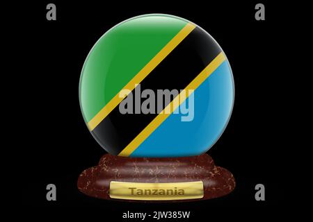 3D drapeau de la Tanzanie sur fond de globe. Banque D'Images