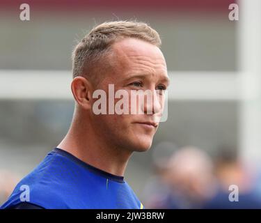 Eccles, Royaume-Uni. 03rd septembre 2022. Jason Clark #14 de Warrington Wolvesinspecte le terrain avant le match de Betfred Super League Salford Red Devils vs Warrington Wolves au stade AJ Bell, Eccles, Royaume-Uni, 3rd septembre 2022 (photo de Steve Flynn/News Images) à Eccles, Royaume-Uni, le 9/3/2022. (Photo de Steve Flynn/News Images/Sipa USA) crédit: SIPA USA/Alay Live News Banque D'Images