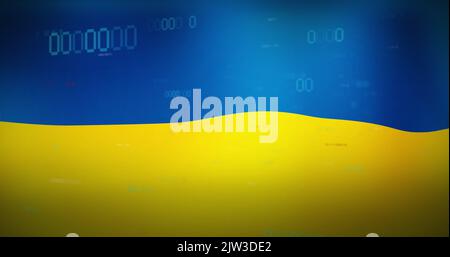 Image des données financières sur le drapeau de l'ukraine Banque D'Images