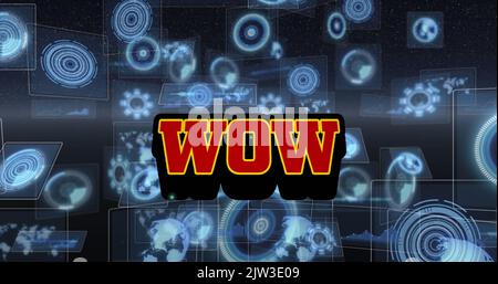 Illustration du traitement du texte et des données sur fond noir Banque D'Images