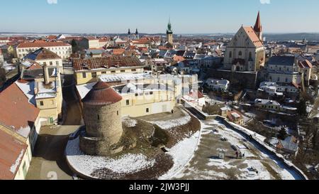 Panorama aérien panoramique de la ville de Znojmo, Moravie du Sud, République tchèque, ville médiévale historique de Znojmo, vignobles région.vue paysage Banque D'Images