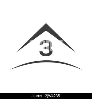 3 logo avec toit de bâtiment de maison de l'immobilier, modèle. Victor Illustration de Vecteur