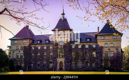 Château d'Alnarp couvert de wisteria en fleurs au début du printemps à Skåne (Scania) en Suède Banque D'Images