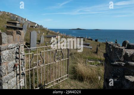 Cimetière, Aberdaron, péninsule de Lleyn, Gwynedd, pays de Galles, ROYAUME-UNI Banque D'Images