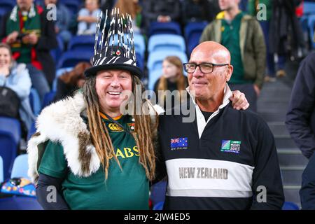 3rd septembre 2022 ; Allianz Stadium, Sydney, Nouvelle-Galles du Sud, Australie ; Championnat de rugby eToro 2022, Australie contre Afrique du Sud : les supporters d'Afrique du Sud applaudissent pour leur équipe Banque D'Images