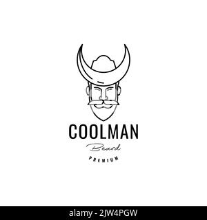 barbe old man avec logo chapeau unique Illustration de Vecteur