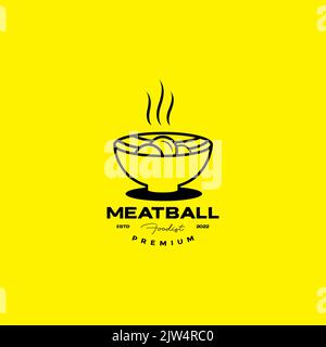 délicieux meatball avec logo de bol Illustration de Vecteur