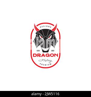 vintage mythe dragon angry logo design Illustration de Vecteur
