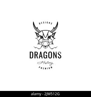 tête mythe dragon logo minimal conception Illustration de Vecteur