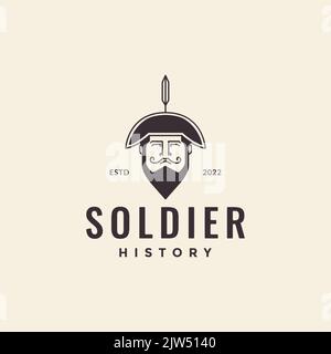 logo old soldier beard kingdom Illustration de Vecteur