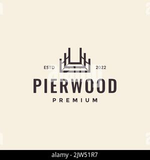 logo vintage pier wood hipster Illustration de Vecteur