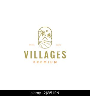 maison village en bois avec logo cocotiers Illustration de Vecteur