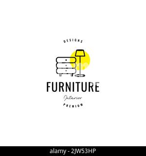 mobilier moderne minimaliste et logo lumineux Illustration de Vecteur