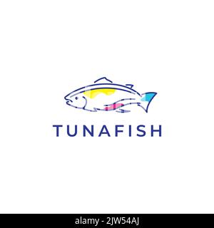 design abstrait du logo thonier de poisson art lines Illustration de Vecteur