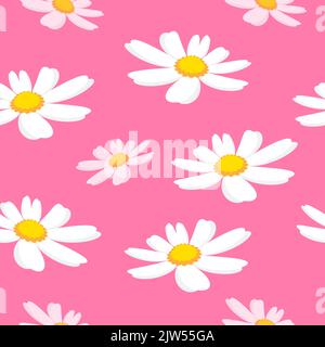 Motif de fleur de pâquerette sans couture sur illustration vectorielle de fond rose. Illustration de Vecteur
