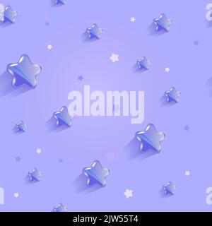 Motif vectoriel bleu sans couture avec 3D étoiles idéal pour les filles et les garçons. Motif en étoile. Imprimé amusant pour bébé. Arrière-plan simple. Illustration vectorielle avec petite Illustration de Vecteur