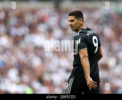 Londres, Angleterre, 3rd septembre 2022. Aleksandar Mitrovic de Fulham pendant le match de la Premier League au Tottenham Hotspur Stadium, Londres. Le crédit photo devrait se lire: David Klein / Sportimage Banque D'Images