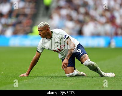 Londres, Angleterre, 3rd septembre 2022. Richarlison de Tottenham pendant le match de la Premier League au Tottenham Hotspur Stadium, Londres. Le crédit photo devrait se lire: David Klein / Sportimage Banque D'Images