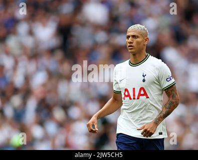 Londres, Angleterre, 3rd septembre 2022. Richarlison de Tottenham pendant le match de la Premier League au Tottenham Hotspur Stadium, Londres. Le crédit photo devrait se lire: David Klein / Sportimage Banque D'Images