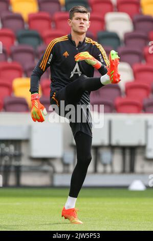 Londres, Royaume-Uni. 03rd septembre 2022. Illan Meslier #1 de Leeds United lors du match de Premier League Brentford vs Leeds United au Brentford Community Stadium, Londres, Royaume-Uni, 3rd septembre 2022 (photo d'Arron Gent/News Images) à Londres, Royaume-Uni le 9/3/2022. (Photo par Arron Gent/News Images/Sipa USA) crédit: SIPA USA/Alay Live News Banque D'Images