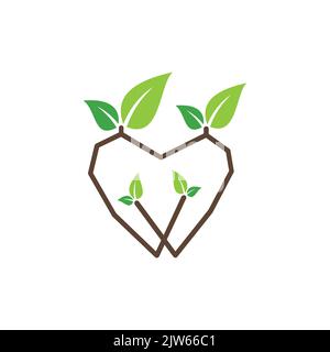 amour nature plantation logo icône vecteur graphique conception Illustration de Vecteur