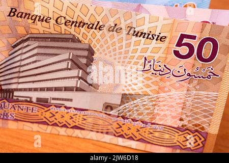 Monnaie tunisienne - nouvelle série de billets de banque un contexte commercial Banque D'Images