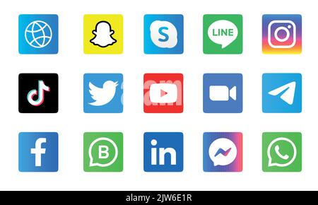 Icônes de réseaux sociaux - illustrateur vectoriel coloré. Illustration de Vecteur