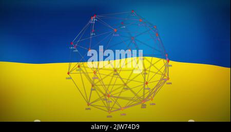 Image des données financières et des connexions sur le drapeau de l'ukraine Banque D'Images