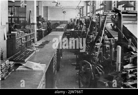 Intérieur de la maison d'impression et d'édition Lumax (Shallow 6) à Utrecht: Drukkerij avec Linotype Set machines. Banque D'Images