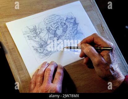 Raymond Briggs, illustrateur et caricaturiste et créateur de la célèbre caricature de Snowman chez Westmeston, East Sussex, Royaume-Uni, en 2013 Banque D'Images