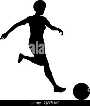 Black Woman Soccer football Player Silhouette Illustration de Vecteur