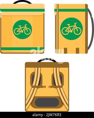 Boîte de coursier pour une livraison rapide et garder chaud, expédition écologique en vélo. Illustration vectorielle. Marchandises moderne dilivery, vélo personne, transport Illustration de Vecteur