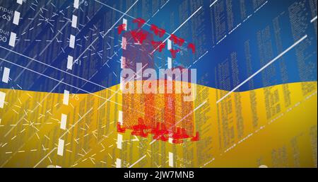 Image des données financières et graphique sur le drapeau de l'ukraine Banque D'Images