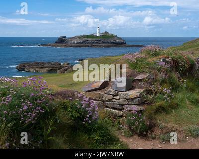 Godrevy phare National Trust. Banque D'Images