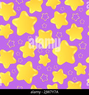 Motif sans couture avec étoiles jaunes confortables sur fond violet. Image vectorielle. Illustration de Vecteur