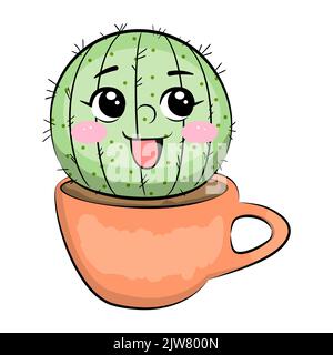 Illustration de cactus de dessin animé. Plantes d'origine. Vecteur. Illustration de Vecteur