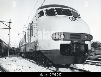 Illustration du jeu de train électrique n° 431 (art. 1964, plan V) de la N.-É. Lors de la présentation du nouveau style de maison de N.S. Sur le site de Werkspoor à Utrecht. Banque D'Images