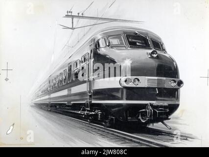 Image d'une gouache d'un train électrique mat. 1964 (Plan t) de la N.-É. Banque D'Images
