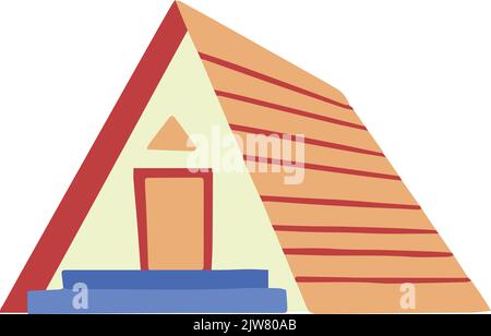 Illustration de cabane en bois dessinée à la main isolée en arrière-plan Illustration de Vecteur